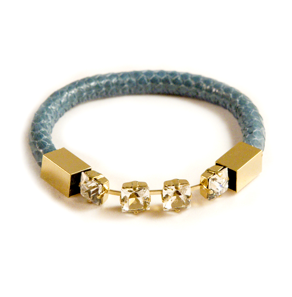 SABRINA DEHOFF™ Snake Leather Bangle (Blue)